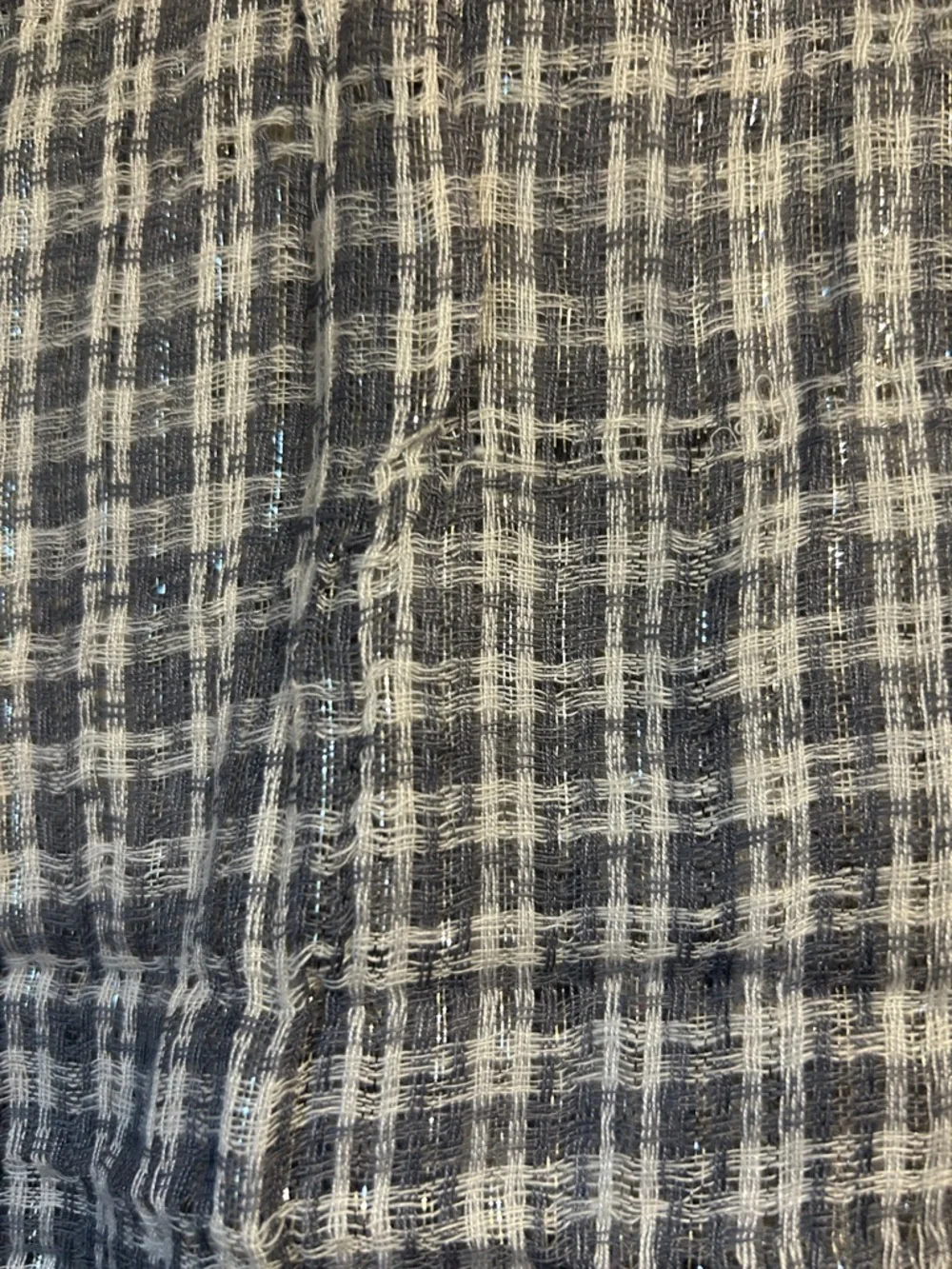 25%off🎁CIJ🌲 Guess blue white metallic scarf fringe NWT